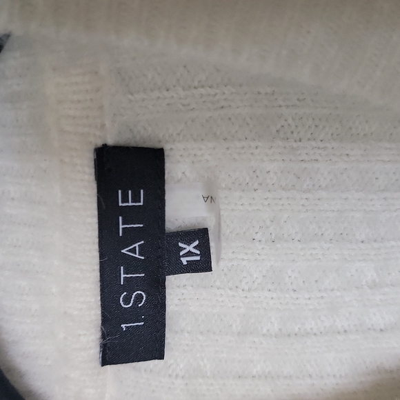 1.State Casual Downtown Girl white fuzzy eyelash zip sweater NWT 1X - Picture 2 of 7